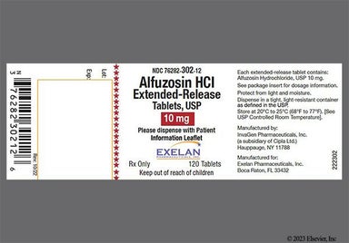 White Round Ig And 302 - Alfuzosin 10mg Extended-Release Tablet