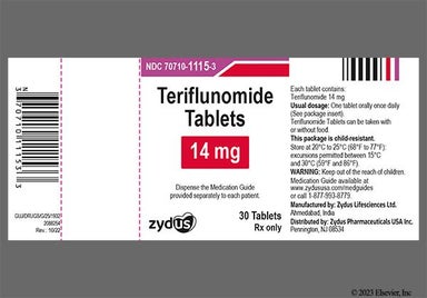 Blue Round 1115 - Teriflunomide 14mg Tablet