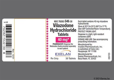 Blue Oval 546 And Ig - Vilazodone Hydrochloride 40mg Tablet