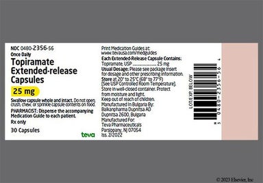 White Wpi 2356 - Topiramate 25mg Extended-Release Capsule (Once-Daily)