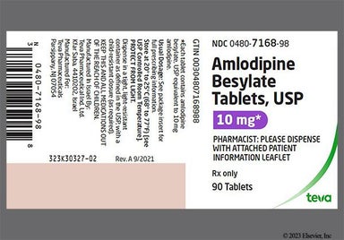 White Round 93 And 7168 - Amlodipine Besylate 10mg Tablet
