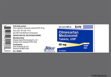 White Oblong S301 - Olmesartan Medoxomil 40mg Tablet