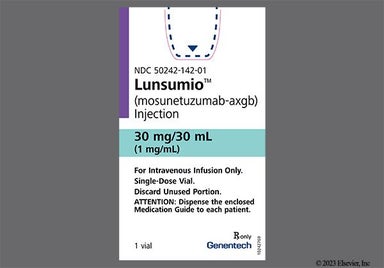 colorless - Lunsumio 30mg/30mL Solution for Injection