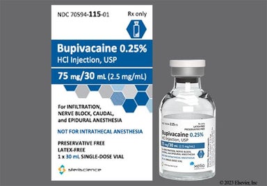 colorless - Bupivacaine Hydrochloride 0.25% Solution for Injection