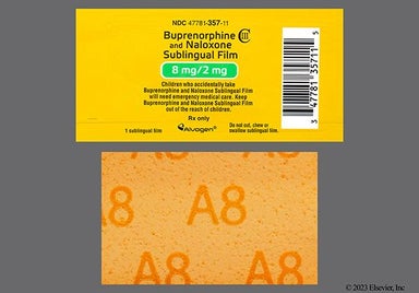 Orange Rectangular A8 - Buprenorphine/Naloxone 8mg-2mg Sublingual Film