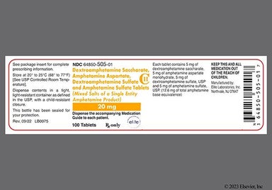 Peach Oval 2 0 And E 505 - Amphetamine/Dextroamphetamine Salts 20mg Tablet