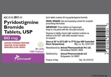 White Round G 3511 - Pyridostigmine Bromide 60mg Tablet