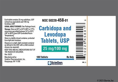 Yellow Round Sg And 458 - Carbidopa/Levodopa 25mg-100mg Tablet