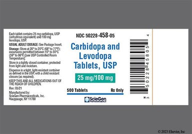 Yellow Round Sg And 458 - Carbidopa/Levodopa 25mg-100mg Tablet