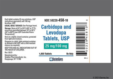 Yellow Round Sg And 458 - Carbidopa/Levodopa 25mg-100mg Tablet