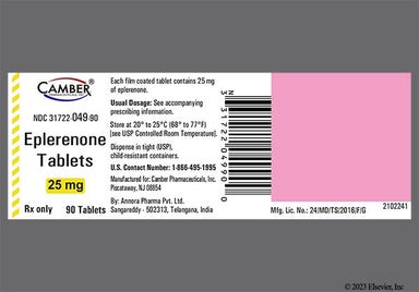 Yellow Round 68 And V - Eplerenone 25mg Tablet