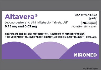 White Round Sz And J1 - Altavera 28-Day 0.15mg-0.03mg Tablet