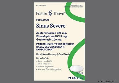 White Oblong 1119 - Foster & Thrive Sinus Severe Non-Drowsy 325mg-200mg-5mg Cool Taste Caplet