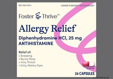 Pink And White 44 107 44 107 - Foster & Thrive Allergy Relief 25mg Capsule