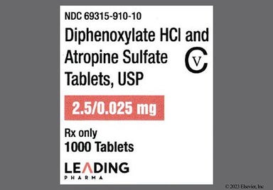 White Round Lp 910 - Diphenoxylate Hydrochloride/Atropine Sulfate 2.5mg-0.025mg Tablet