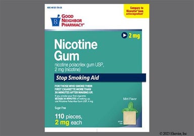 white square - GNP Nicotine Polacrilex 2mg Chewing Gum (Mint)