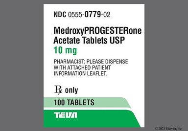 White Round B And 555 779 - Medroxyprogesterone Acetate 10mg Tablet