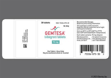 Green Oval V75 - GEMTESA 75mg Tablet