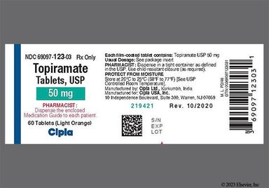 Orange Round C And 123 - Topiramate 50mg Tablet