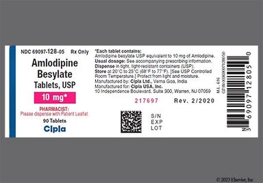 White Round C And 128 - Amlodipine Besylate 10mg Tablet