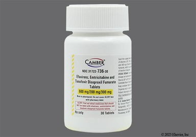 White Oblong 128 And H - Efavirenz, Emtricitabine and Tenofovir Disoproxil Fumarate 600mg-200mg-300mg Tablet