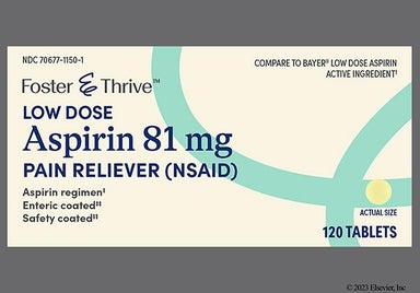 Yellow Round P - Foster & Thrive Low Dose Aspirin 81mg Enteric Coated Tablet