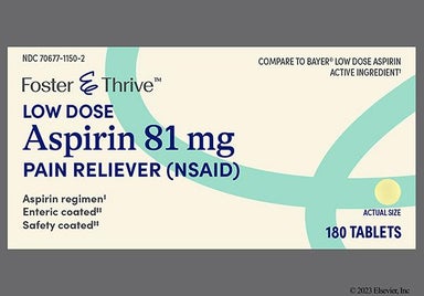 Yellow Round P - Foster & Thrive Low Dose Aspirin 81mg Enteric Coated Tablet