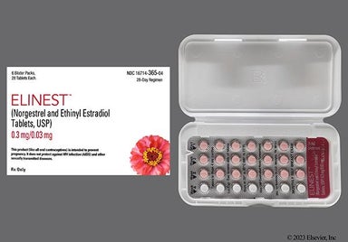 White Round N And P - ELINEST 28-Day 0.3mg-0.03mg Tablet