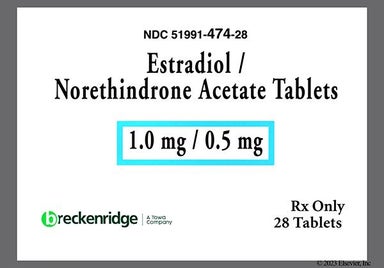 White Round B And 474 - Estradiol/Norethindrone Acetate 1mg-0.5mg Tablet