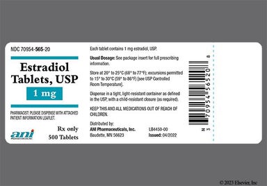 Purple Oval N 565 - Estradiol 1mg Tablet