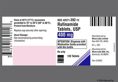 Pink Oblong E 30 - Rufinamide 400mg Tablet