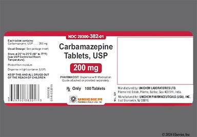 White Oblong 382 U - Carbamazepine 200mg Tablet