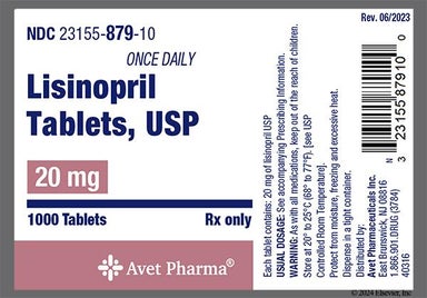 Red-Brown Oval C55 - Lisinopril 20mg Tablet