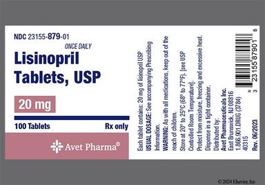 Red-Brown Oval C55 - Lisinopril 20mg Tablet