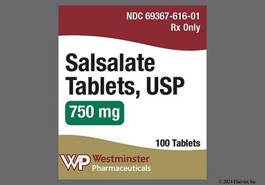 Yellow Oblong 616 - Salsalate 750mg Tablet