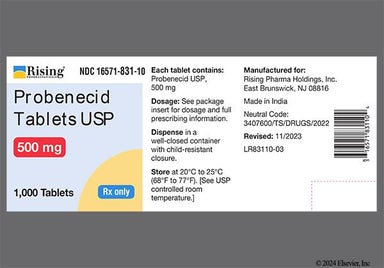 Yellow Oblong C 84 - Probenecid 500mg Tablet