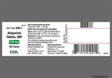White Round I 135 - Allopurinol 100mg Tablet