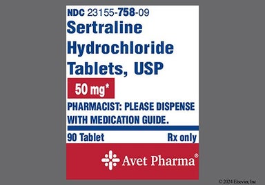 Blue Round 758 - Sertraline Hydrochloride 50mg Tablet