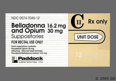 brown bullet - Belladonna/Opium 16.2mg-30mg Rectal Suppository