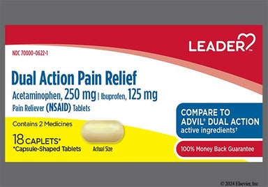 Yellow Oblong G 131 - Leader Dual Action Pain Relief 250mg-125mg Caplet