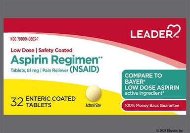 Yellow Round - Leader Aspirin Regimen 81mg Enteric Coated Tablet