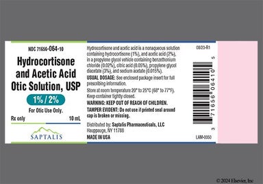 colorless - Hydrocortisone/Acetic Acid 1%-2% Otic Solution