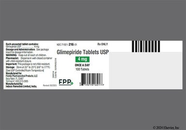 White Oblong I 4 - Glimepiride 4mg Tablet