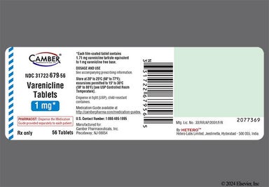 Yellow Oblong H And V24 - Varenicline 1mg Tablet