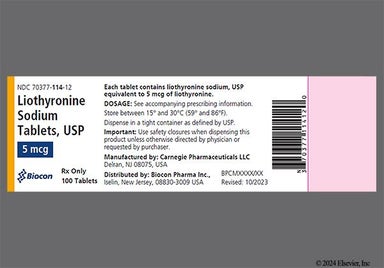 White Round L3 - Liothyronine Sodium 5mcg Tablet