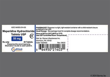 White Round 214 And G L - Meperidine Hydrochloride 50mg Tablet