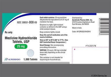 White Round C And 25 - Meclizine Hydrochloride 25mg Tablet