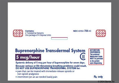 Beige Square Buprenorphine Transdermal System 5 Mcg/Hr - Buprenorphine 5mcg/hr Transdermal Patch