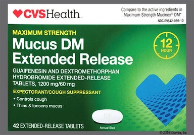 White Oblong 63 And X - CVS Mucus DM 12 Hour Maximum Strength 1,200mg-60mg Extended-Release Tablet