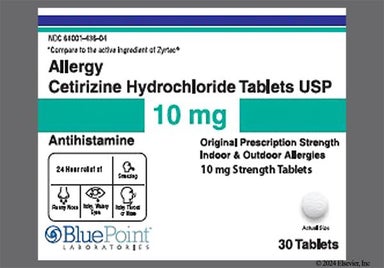 White Round X And 36 - Cetirizine Hydrochloride Allergy 24 Hour 10mg Tablet